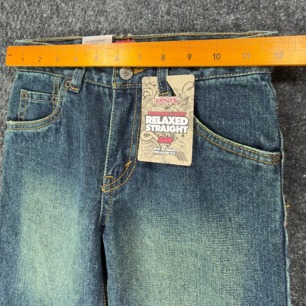 Levi's Y2K 549 Relaxed Straight Shorts Boys 7 Blue Denim NWT Adjustable Waist